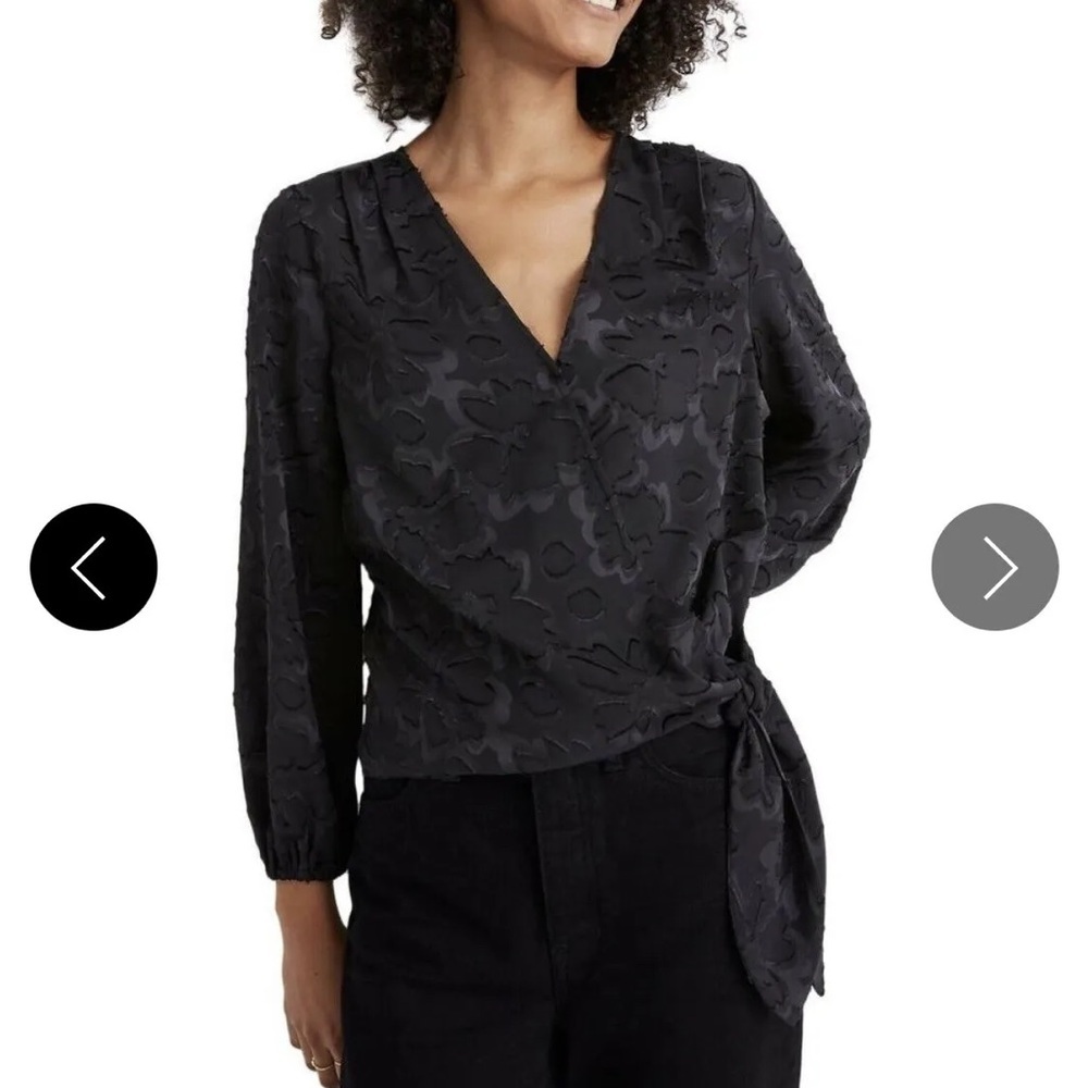 Madewell floral jacquard wrap shirt, size small